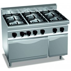 Cucina 6 bruciatore con GN 1/1 forno a Gas powered versione