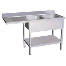 Lavare tazze lavandino 2 seni destro 140 x 55 x 85 cm